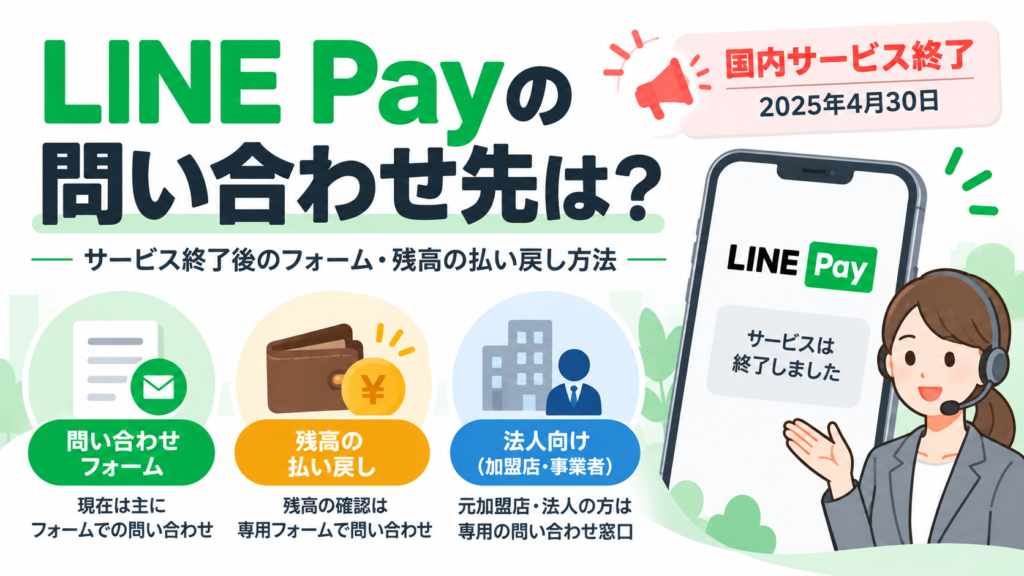 LINE Payの問い合わせ先は？サービス終了後のフォーム・残高の払い戻し方法